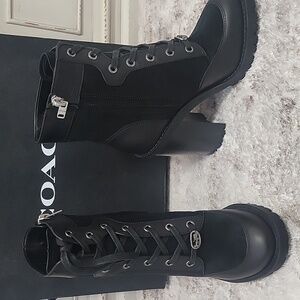 Coach Women's Black Lace Up Boots